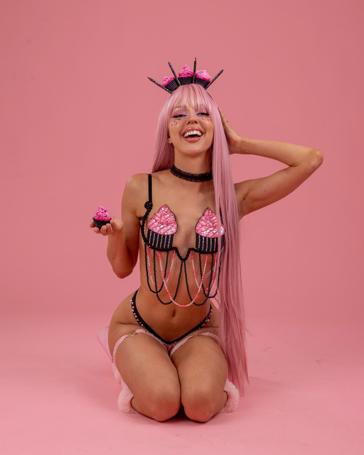 Black and Pink Carnival Cupcake Bottoms
